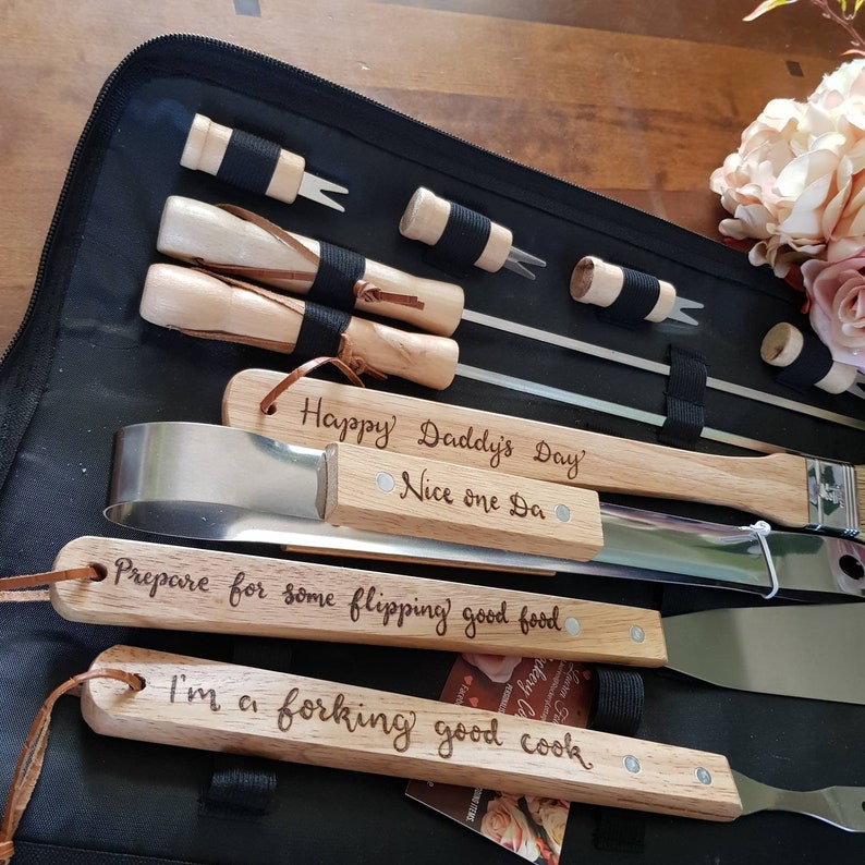 Personalised barbecue tools BBQ tool set custom BBQ kit Etsy