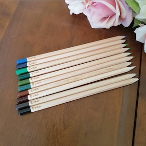 Gepersonaliseerde natuurkleuren, kleurpotloden, aangepaste kunstbenodigdheden, gegraveerde potloden, gepersonaliseerde potloden voor jongens, jongenskleuren, gekleurd