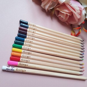 Personalised colouring pencils, 12 mixed colouring pencils customised with a name or words of your choice. Childs toy, stocking stuffer, fun image 6