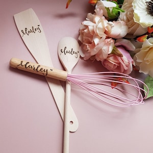 Personalized Whisk, Pyrography Wooden Handle, Custom Chef Gift
