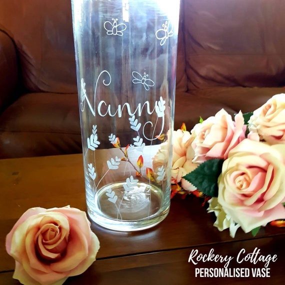 Engraved Vase Personalised Glass Vase Hand Engraved Glass Etsy