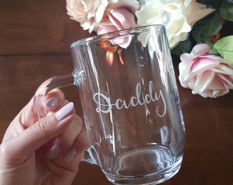 Personalised tankard pint glass, drinks glass, personalised glass, dad gift, grandad gift, gifts for him, groom gift, best man gift, beer