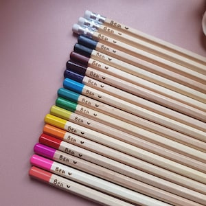 Personalised colouring pencils, 12 mixed colouring pencils customised with a name or words of your choice. Childs toy, stocking stuffer, fun image 2