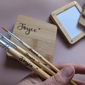 Personalised paint brush,custom brush set, wood burned artist supplies, paintbrush with your name on, wooden paintbrushes, art and painting image 2