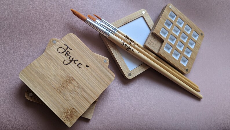 Personalised paint brush,custom brush set, wood burned artist supplies, paintbrush with your name on, wooden paintbrushes, art and painting image 5