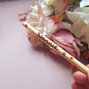 Crochet hooks, personalised crochet hooks, custom crochet hooks, bamboo crochet hooks, crocheting supplies, grandma gift, mum gift, knitting