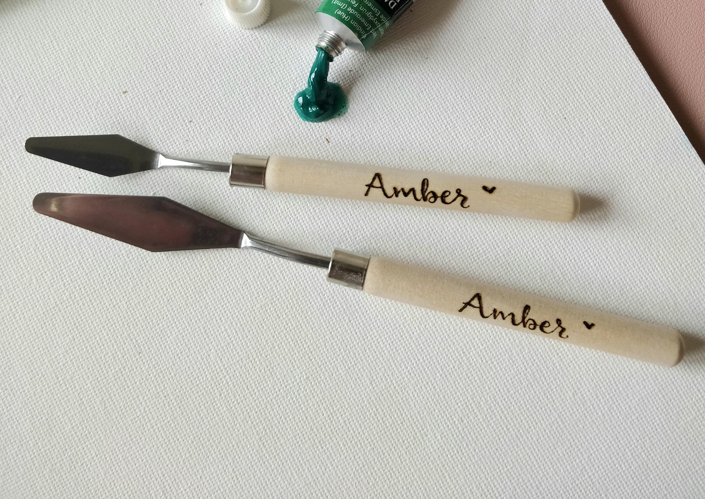 Personalized Paint Pallet, Custom Travel Set, Wood Burned Artist Supplies, Paintbrush with Your Name On, Wooden Paint Brushes, Art Palettes