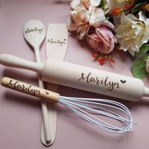 Wooden baking set, custom baking gifts personalised