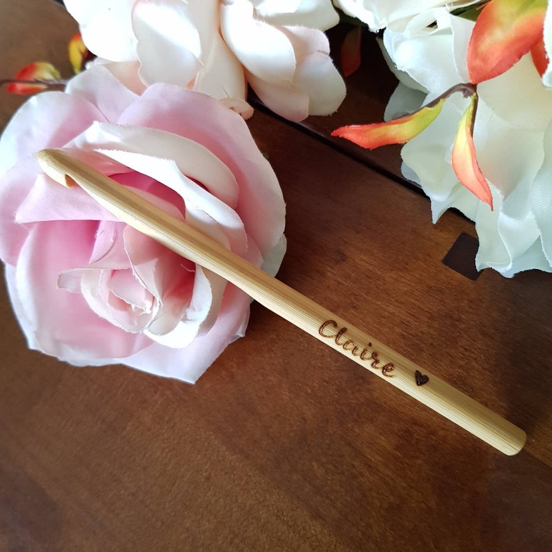 Crochet hooks, personalised crochet hooks, custom crochet hooks, bamboo crochet hooks, crocheting supplies, grandma gift, mum gift, knitting image 6