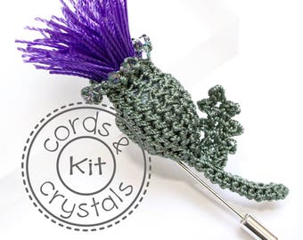 Scottish Thistle Brooch Kit with Swarovski Crystals - pattern included