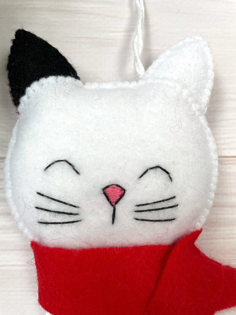 White Christmas Cat Pattern Felt Cat Ornament Pdf Sewing Cat Pattern Etsy