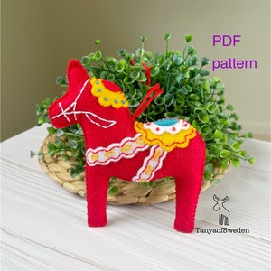 Swedish Dala Horse pattern Scandinavian Horse pdf Felt Dala Horse ornament