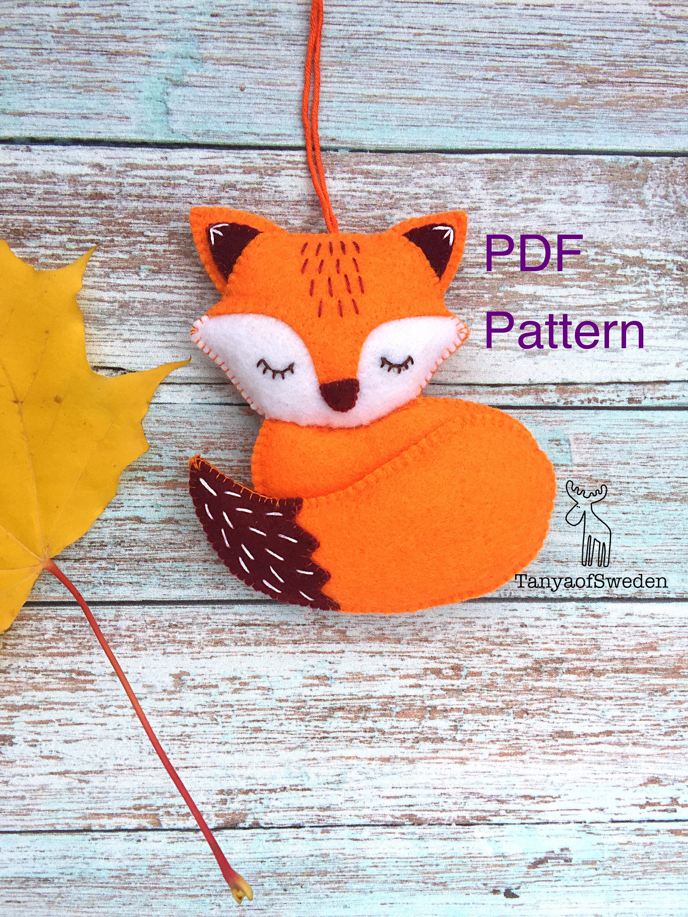 Felt Fox Sewing Pattern, Sleeping Fox Ornament, DIY Felt Fox Felt Fox Sewing Pattern, Sleeping Fox Ornament, DIY Felt Fox