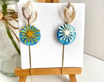 Boucles d'oreilles pendante/boucles d'oreilles turquoise/ bijou d'oreilles/cadeau femme/boucles d'oreilles poussoir