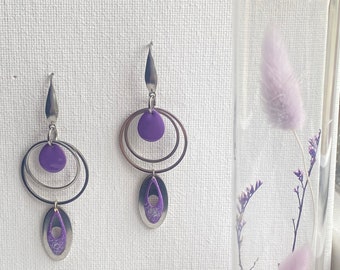 boucles d'oreilles pendante/bijou d'oreilles/boucles d'oreilles violet