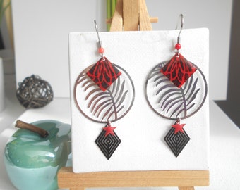 boucles d'oreilles pendante/boucles d'oreilles créole/boucles d'oreilles rouge/cadeau femme