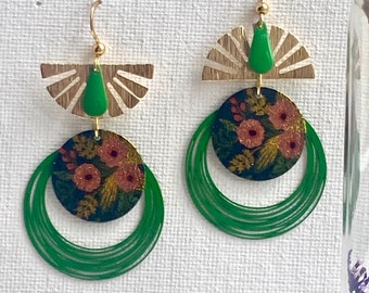 Boucles d’oreilles pendantes/boucles d’oreilles verte/bijou d oreilles/création unique