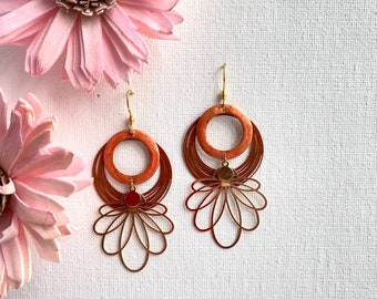 boucles d'oreilles pendantes/boucles d'oreilles orange /bijou d'oreilles/cadeau femme