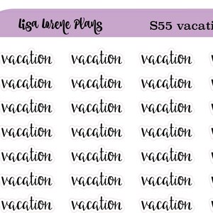 VACATION Script Typography Planner Stickers | S55