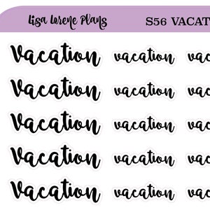 VACATION  Script Typography Planner Stickers | S56