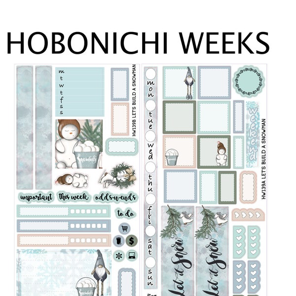 LET'S BUILD A SNOWMAN  Hobonichi Weeks Sticker Kit | HW139