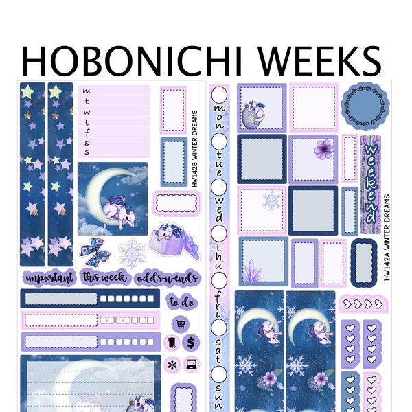 WINTER DREAMS  Hobonichi Weeks Sticker Kit | dragon | HW142