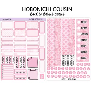 PINK Back To Basics Hobonichi Cousin Planner Sticker Kit |  HC91