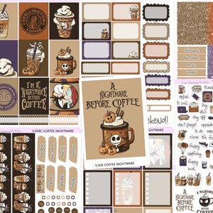 COFFEE NIGHTMARE  weekly sticker kit  | | 7X9&quot; EC  Vertical Planner  |  kit perfect for Vertical Erin Condren Life planner | V368