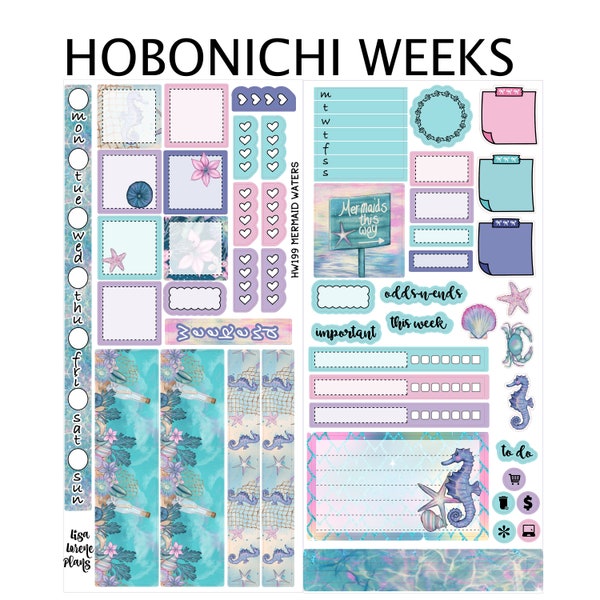 MERMAID WATERS  Hobonichi Weeks Sticker Kit | HW199