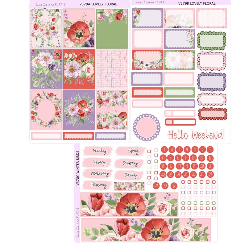 LOVELY Floralweekly Sticker Kit | Vertical Planner | Perfect for ...