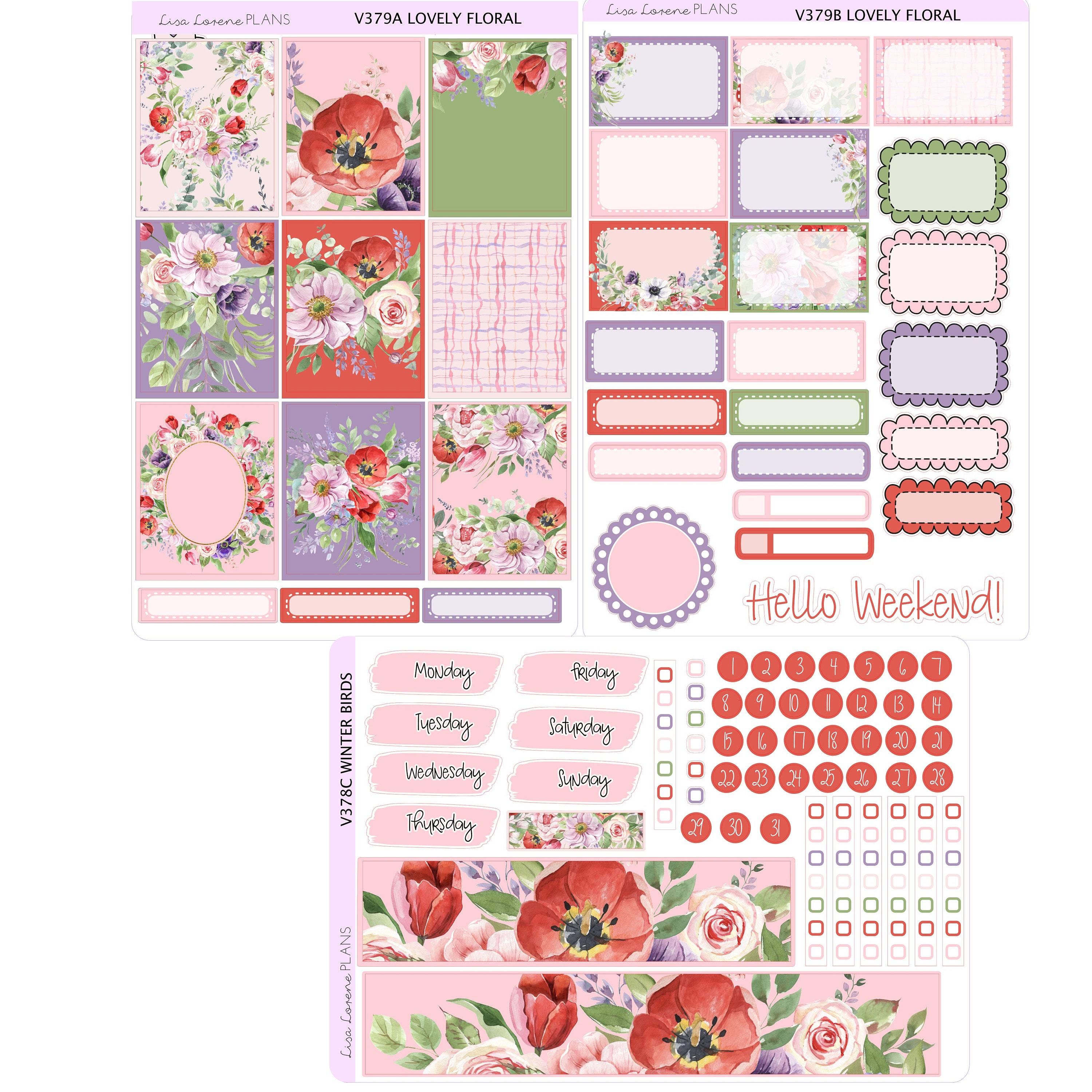 LOVELY Floralweekly Sticker Kit | Vertical Planner | Perfect for ...