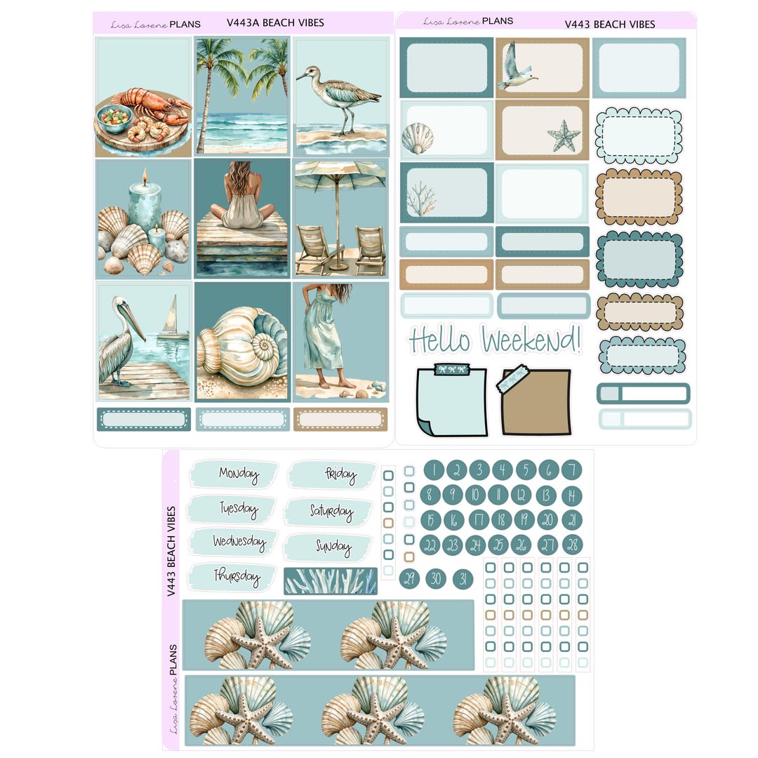 BEACH VIBES Weekly Planner Sticker Kit | Vertical Planner | Perfect for ...