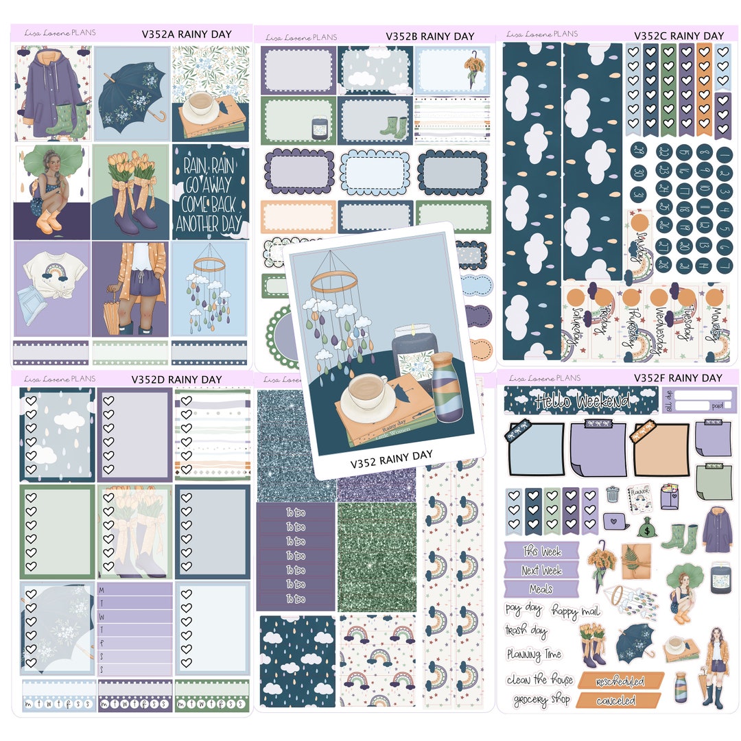 RAINY DAY Weekly Sticker Kit | Vertical Planner | for Vertical Erin ...