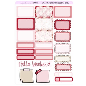 CHERRY BLOSSOM BIRD Coffee Weekly Planner Sticker Kit | Vertical ...