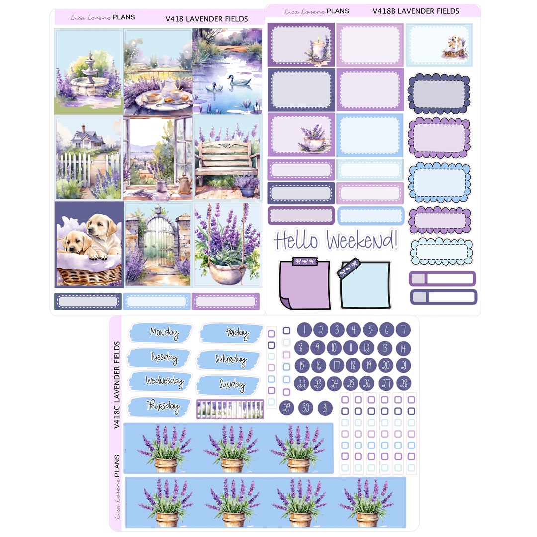 LAVENDER FIELD Weekly Planner Sticker Kit | Vertical Planner | Perfect ...