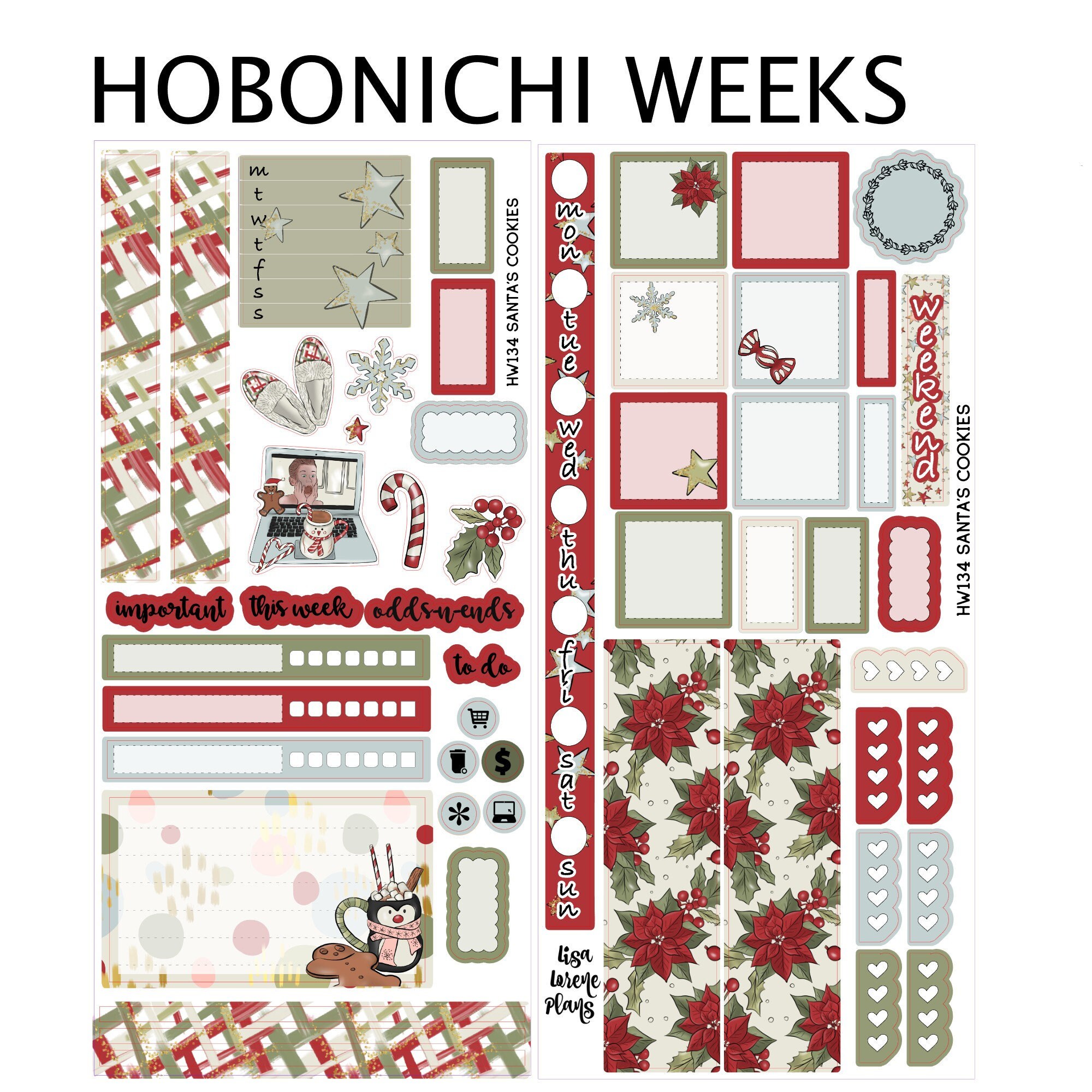 santa-s-cookies-weekly-planner-sticker-kit-hobonichi-weeks-sticker-kit-hw134-etsy-australia