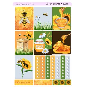 CREATE A BUZZ Weekly Sticker Kit | Honey Bee | 7x9" EC Vertical Planner ...