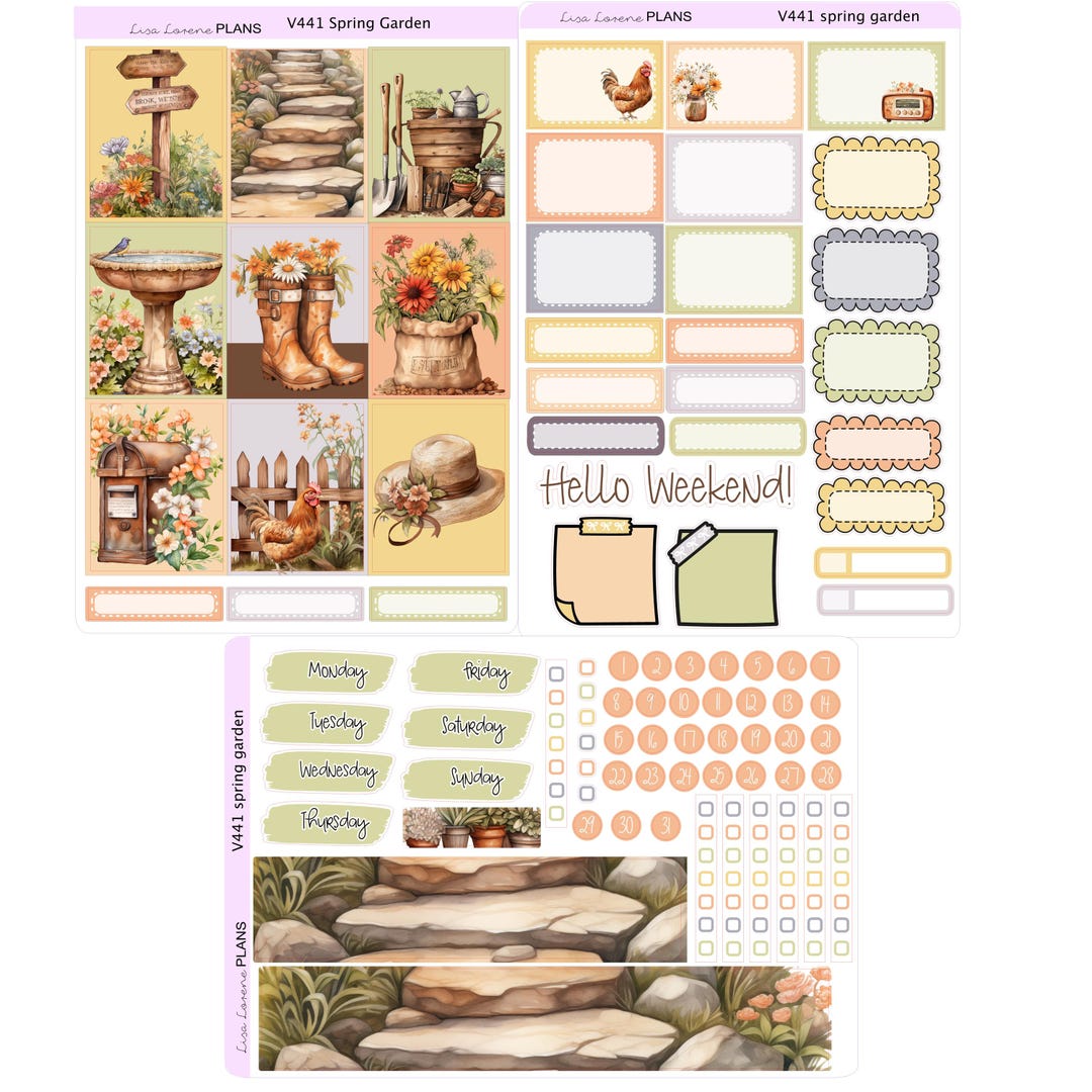 SPRING GARDEN Weekly Planner Sticker Kit | Vertical Planner | Perfect ...