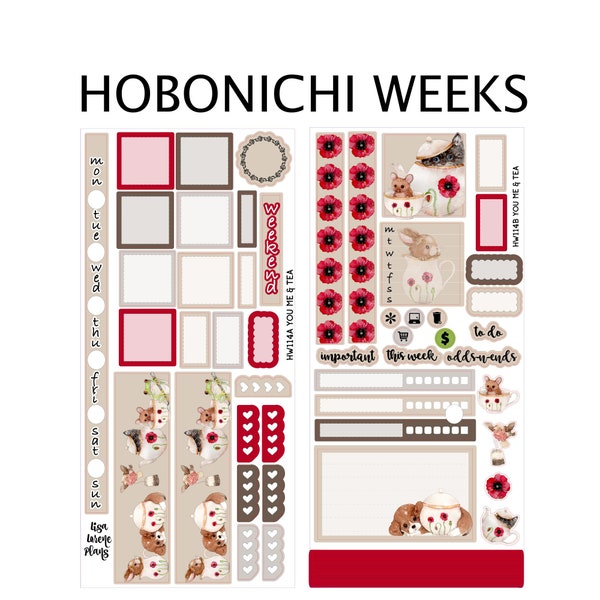 YOU, ME & TEA  | Hobonichi Weeks Planner Sticker Kit | HW114