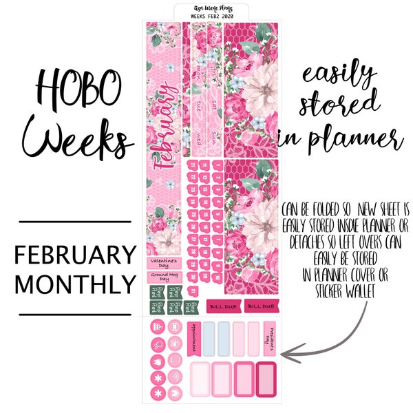 FEBRUARY MONTHLY Hobonichi Weeks Sticker Kit | HW2 FEB2