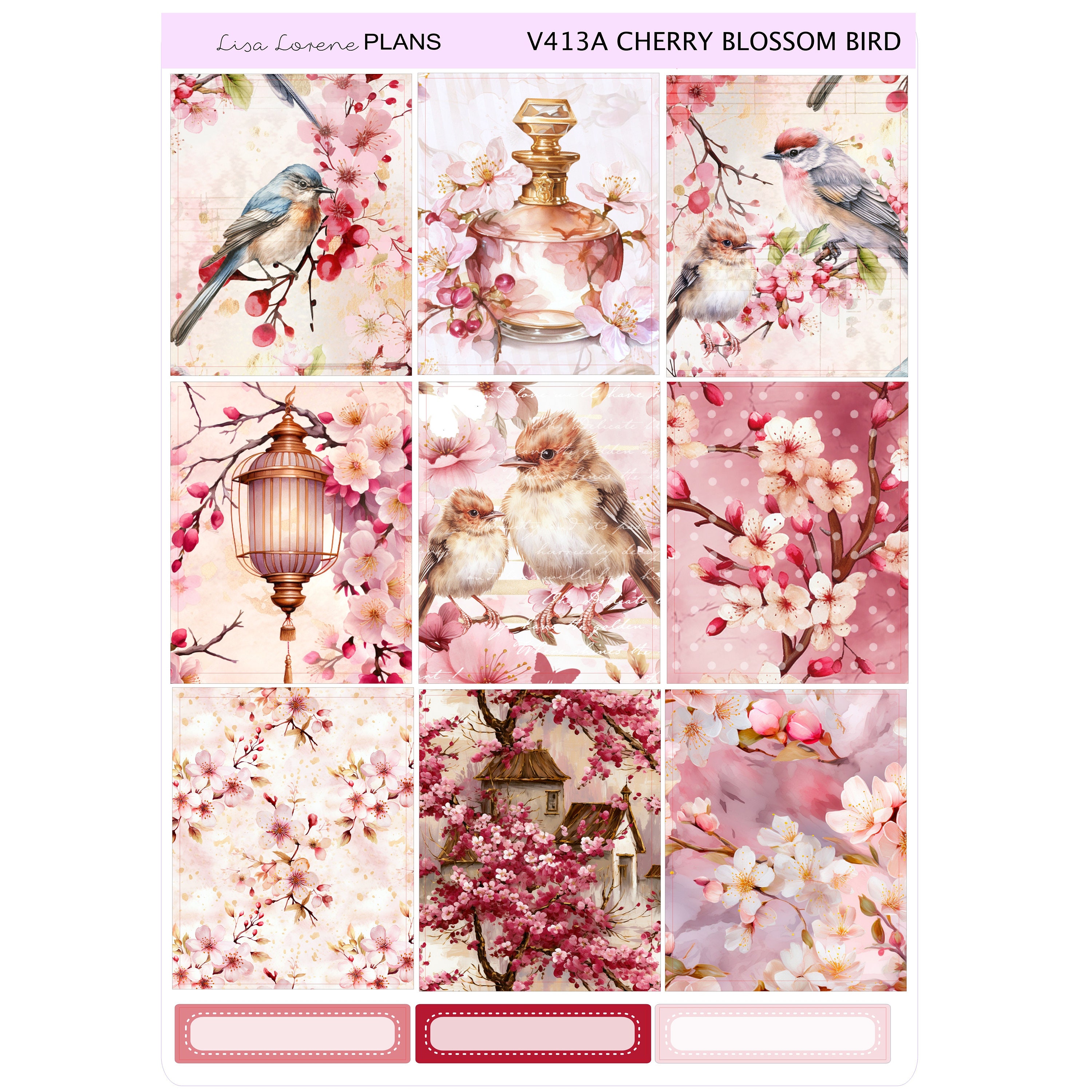 CHERRY BLOSSOM BIRD Coffee Weekly Planner Sticker Kit | Vertical ...