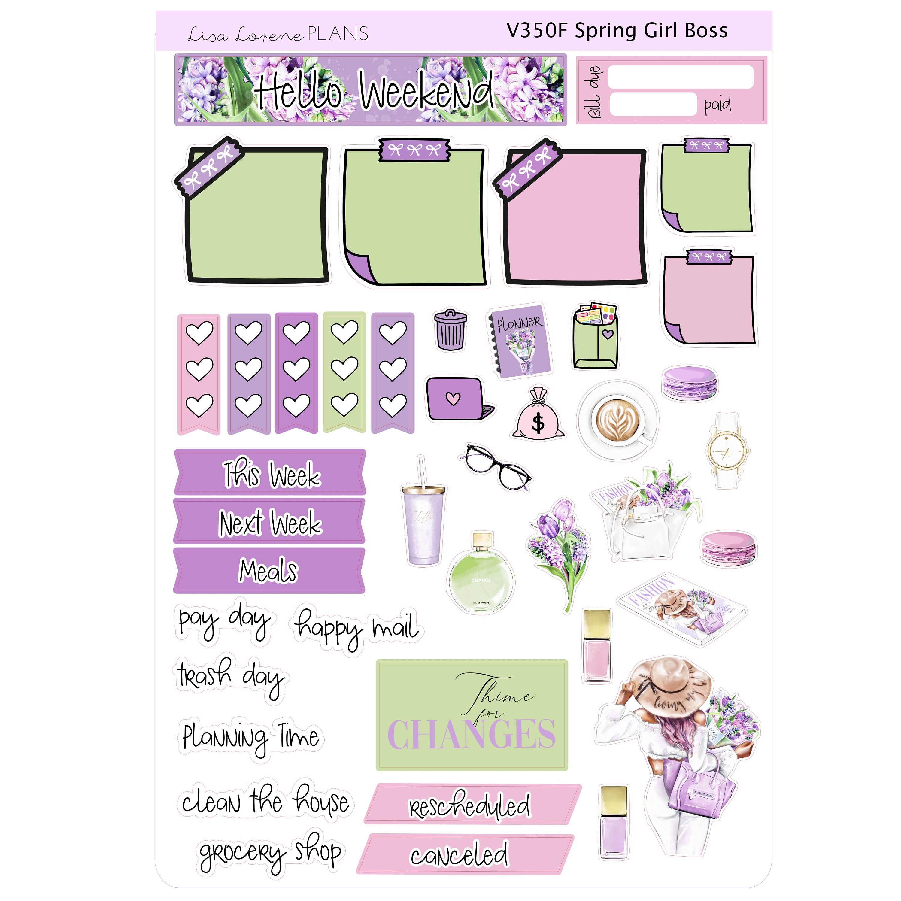 SPRING FASHION BOSS Weekly Sticker Kit | Vertical Weekly Planner ...