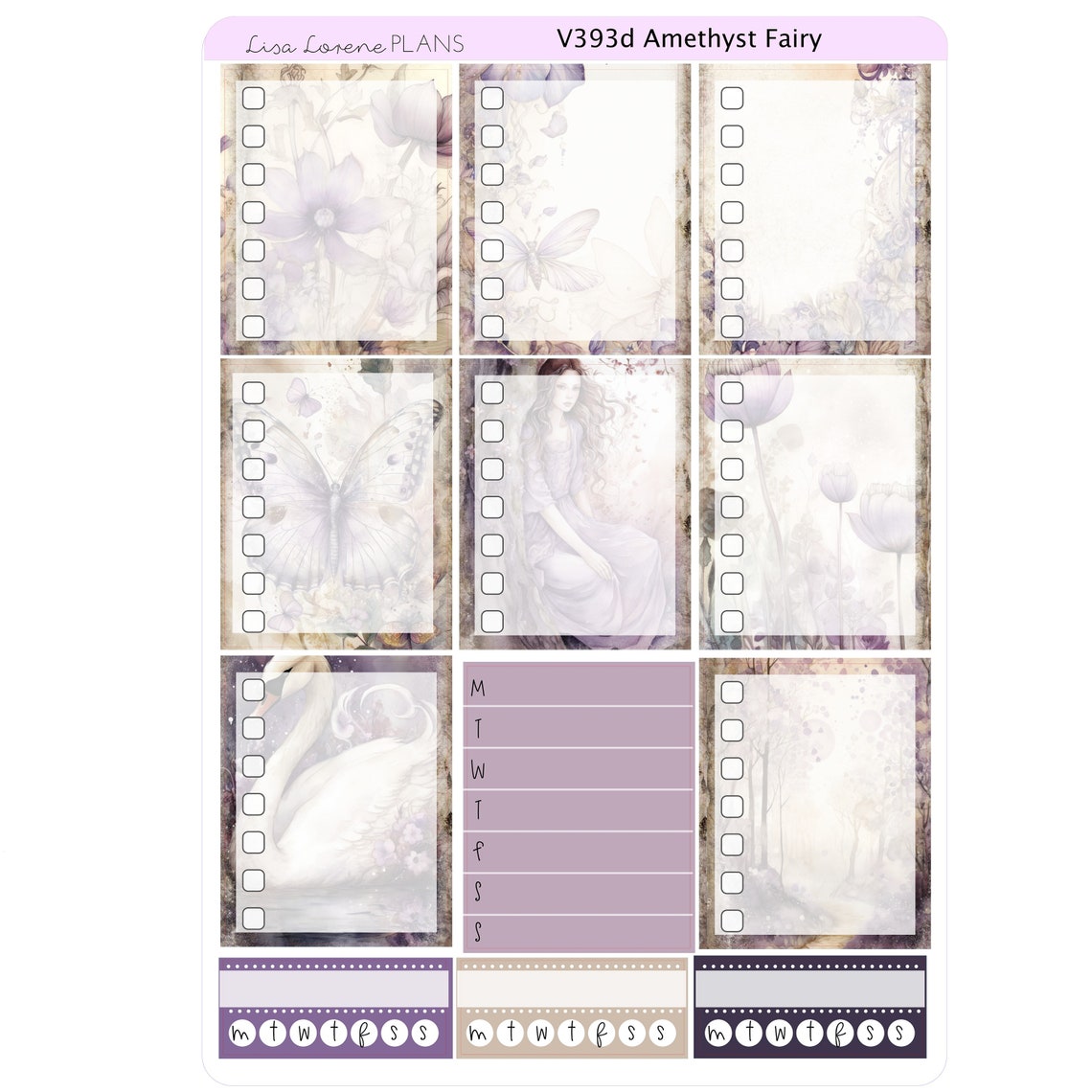 AMETHYST FAIRY Mini Weekly Planner Sticker Kit | Vertical Planner ...