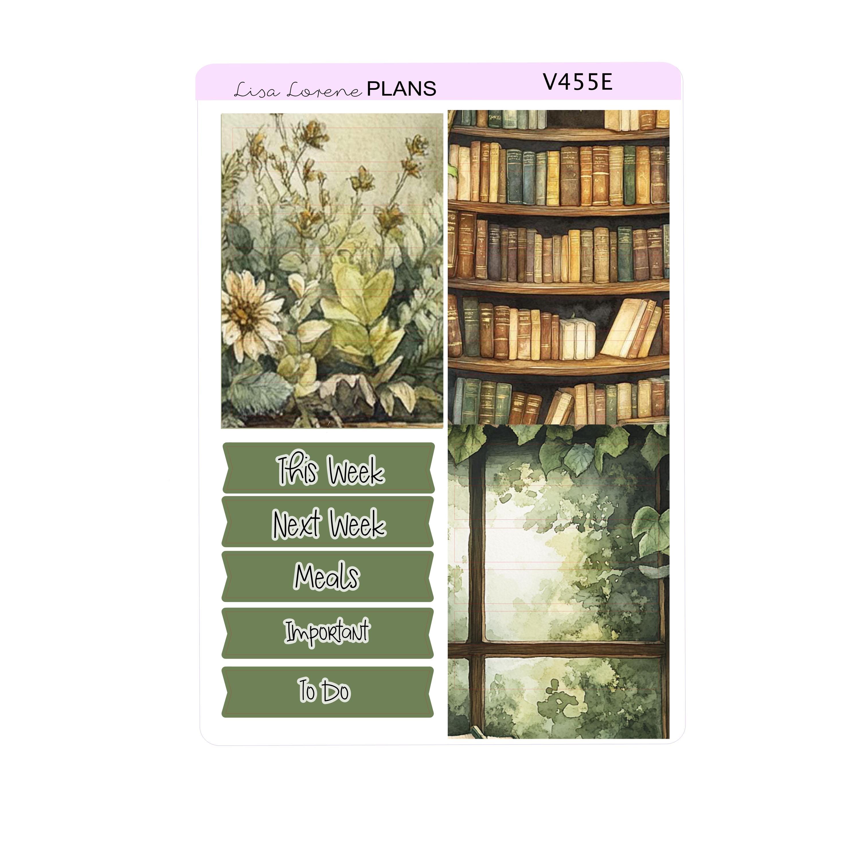 FOREST LIBRARY READING Weekly Planner Sticker Kit | Vertical Planner ...