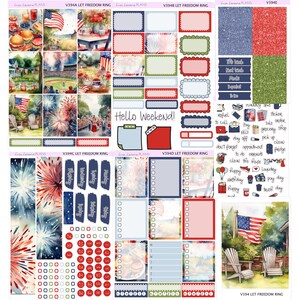 LET FREEDOM RING patriotic vertical Planner Sticker Kit  | Vertical Planner  | perfect for Vertical Erin Condren Life planner | 394 full
