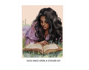 ONCE UPON A STICKER Kit double box sticker  | dark skin | Vertical Planner  | Vertical Erin Condren Life planner | 420X