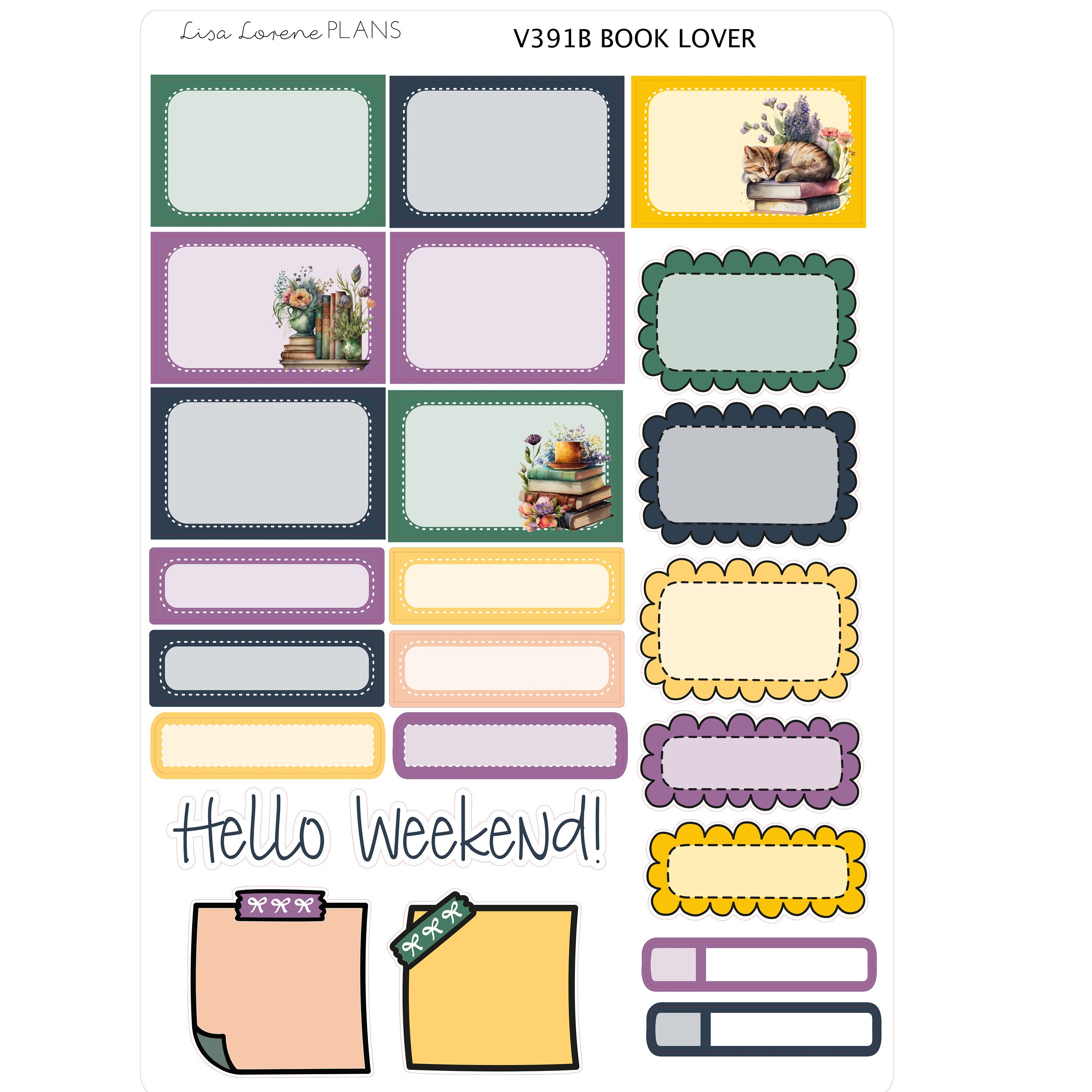 BOOK LOVER Reading Weekly Planner Sticker Kit | Vertical Planner ...
