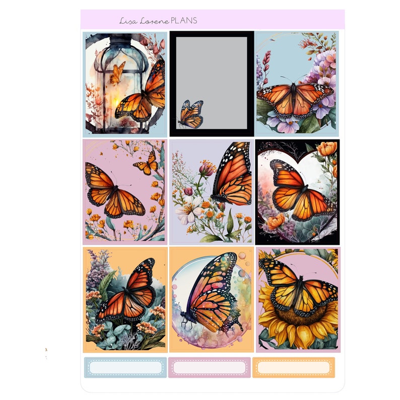 MONARCH BUTTERFLY Weekly Planner Sticker Kit | Vertical Planner ...