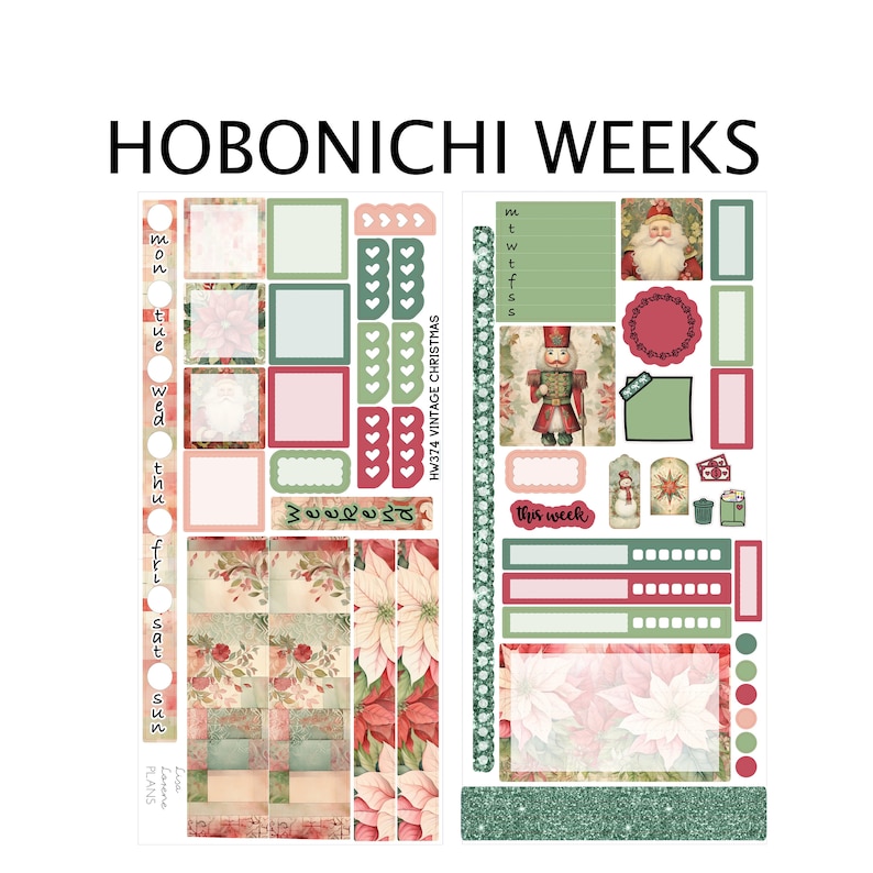 VINTAGE CHRISTMAS Weekly Sticker Kit for Hobonichi Weeks Sticker Kit ...