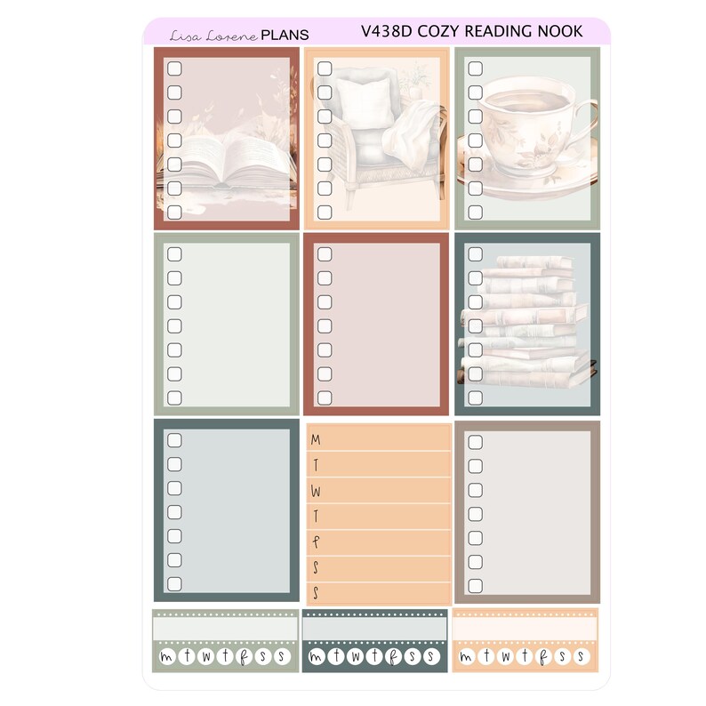 COZY READING NOOK Weekly Planner Sticker Kit | Vertical Planner ...